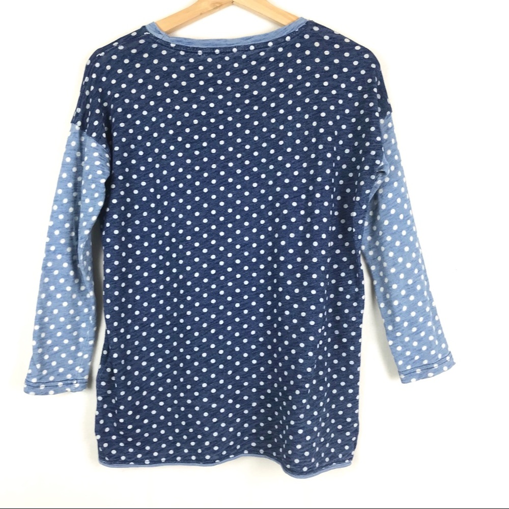 Madewell Long Sleeve Top XS Women Blue Polka Dot - Picture 5 of 8